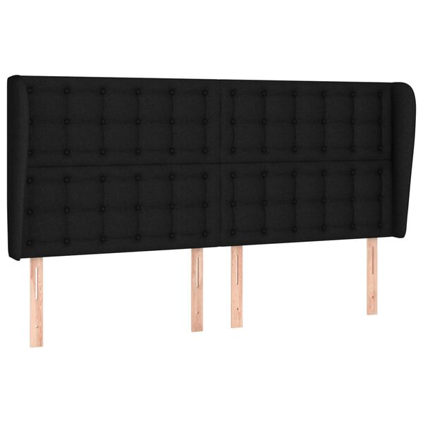 vidaXL T&ecirc;te de lit avec oreilles Noir 183x23x118/128 cm Tissu
