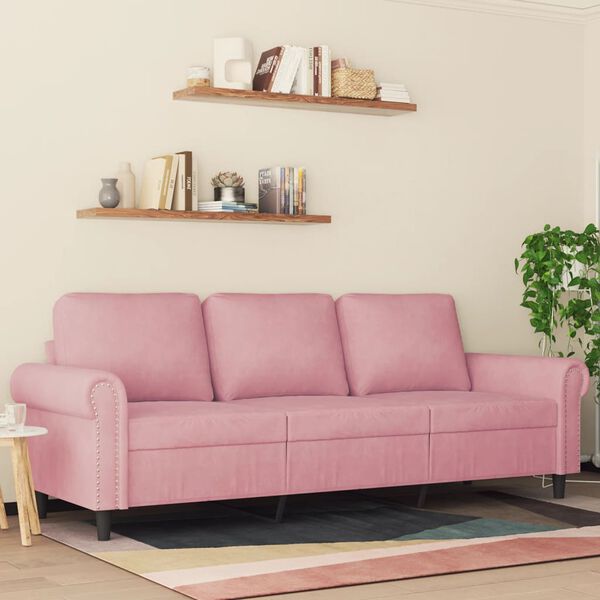 vidaXL Canap&eacute; &agrave; 3 places Rose 180 cm Velours