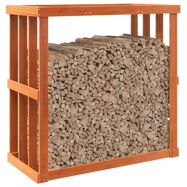 vidaXL Porte-b&ucirc;ches d&rsquo;ext&eacute;rieur cire marron 109x52x106 cm bois pin