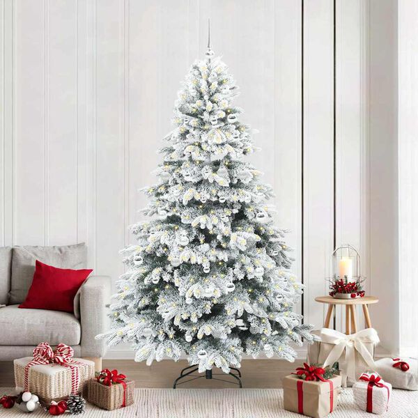 vidaXL Sapin de No&euml;l artificiel avec 300 LED Blanc 210 cm PE et PVC