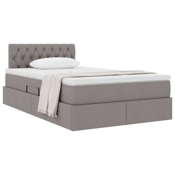 vidaXL Lit avec rangement et matelas avec matelas Taupe 120 x 190 cm