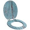 vidaXL Si&egrave;ge de toilette &agrave; fermeture douce Bleu 44 x 38 cm Panneau MDF