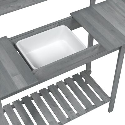 vidaXL Table de rempotage avec évier gris bois massif de de sapin