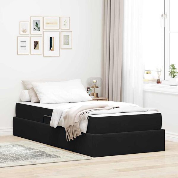 vidaXL Lit avec rangement et matelas Noir 90 x 200 cm Velours