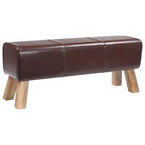 vidaXL banc 110 x 30 x 45 cm Cuir v&eacute;ritable Marron fonc&eacute;