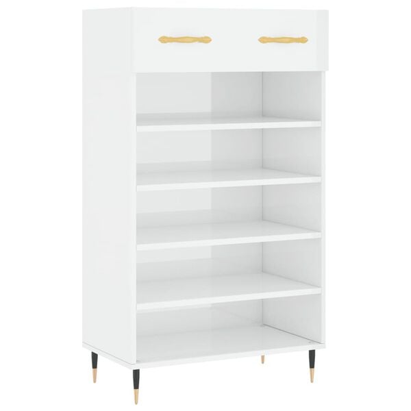 vidaXL Armoire &agrave; chaussure Blanc brillant 60x35x105 cm Bois ing&eacute;nierie