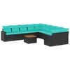 vidaXL Salon de jardin 11 pcs avec coussins noir r&eacute;sine tress&eacute;e