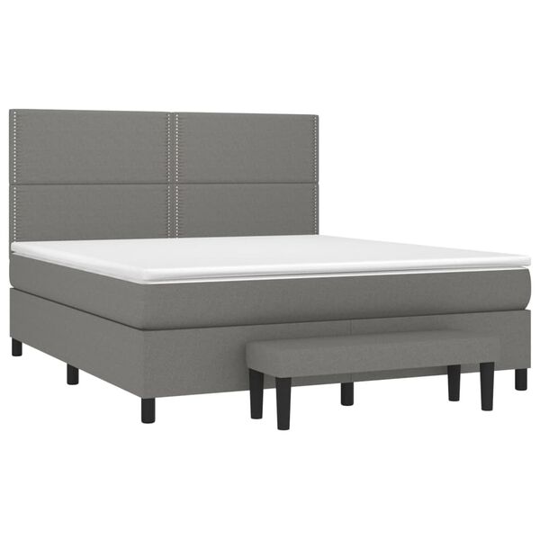 vidaXL Sommier &agrave; lattes de lit avec matelas Gris fonc&eacute; 180x200cm Tissu