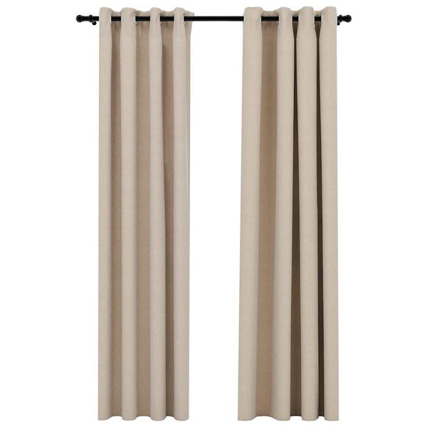 vidaXL Rideaux occultants aspect lin avec &oelig;illets 2pcs beige 140x225cm
