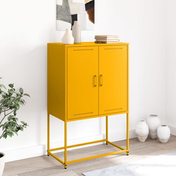 vidaXL Buffet haut jaune moutarde 68,5x38,5x107 cm acier
