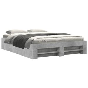 vidaXL Cadre de lit sans matelas gris b&eacute;ton 160x200 cm bois ing&eacute;nierie
