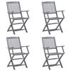 vidaXL Chaises pliables d'ext&eacute;rieur lot de 4 et coussins Bois d'acacia