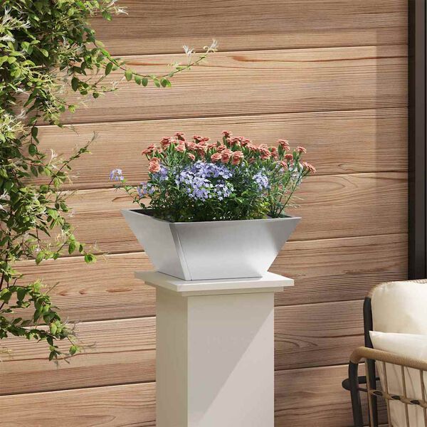 vidaXL Cache-pot de jardin Argent 35 x 35 x 15 cm Acier inoxydable