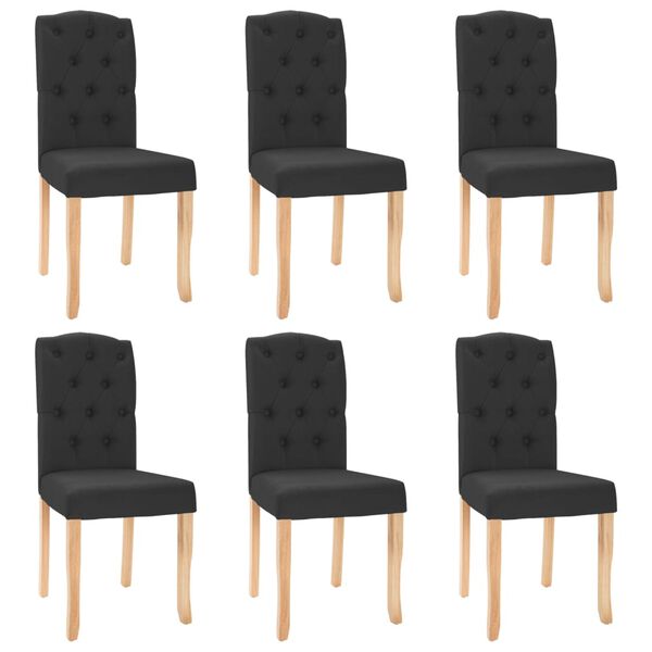 vidaXL Chaises &agrave; manger lot de 6 noir tissu