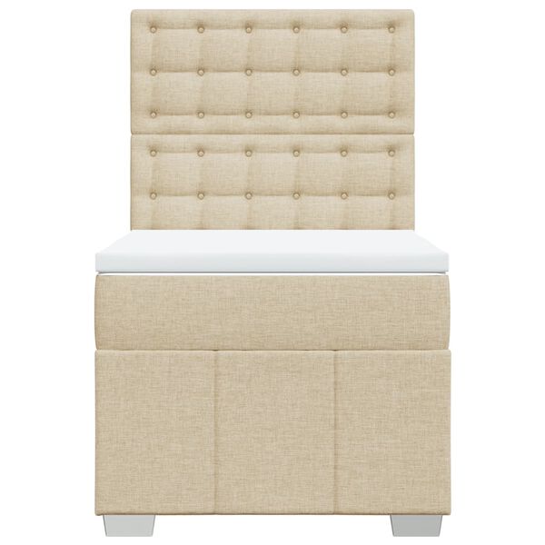 vidaXL Sommier &agrave; lattes de lit avec matelas Cr&egrave;me 80x200 cm Tissu