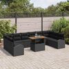 vidaXL Ensemble de canapé de jardin 11 pcs Noir Poly rotin