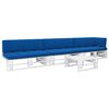 vidaXL Salon de jardin palette 4 pcs et coussins Pin impr&eacute;gn&eacute; de blanc