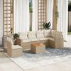 vidaXL Salon de jardin avec coussins 7 pcs beige r&eacute;sine tress&eacute;e
