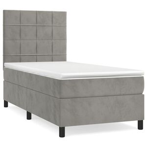 vidaXL Sommier &agrave; lattes de lit et matelas Gris clair 80x200 cm Velours