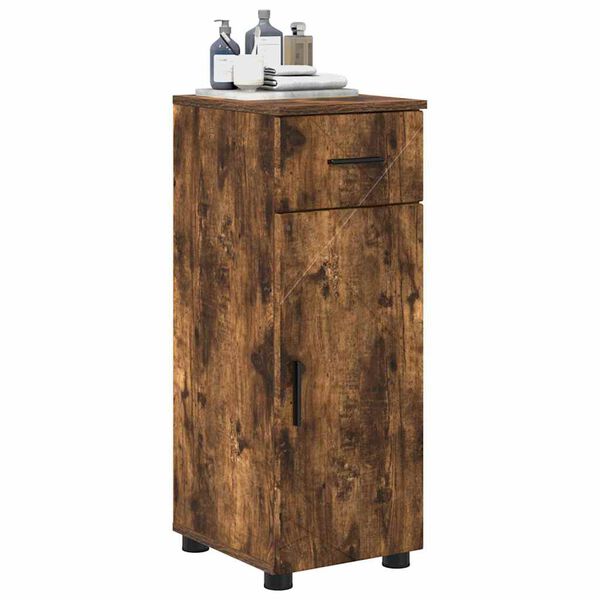 vidaXL Cabinet de salle de bain avec tiroir Ch&ecirc;ne fum&eacute; 30 x 35 x 80 cm