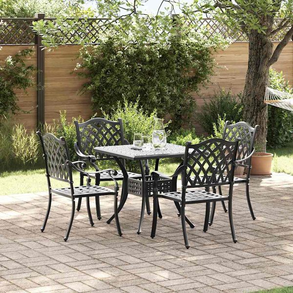 vidaXL Ensemble de tables de jardin 5 pcs Noir Aluminium coul&eacute;
