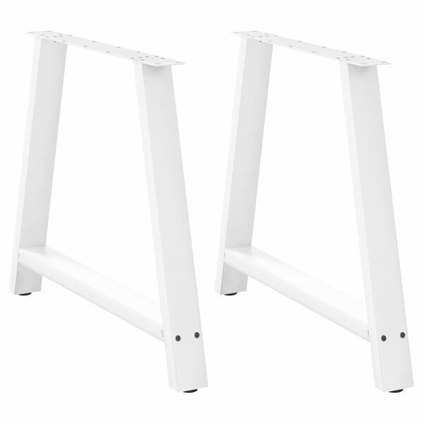 vidaXL Pieds de table à manger en forme de A 2 pièces Blanc 90 x (72-73) cm Acier