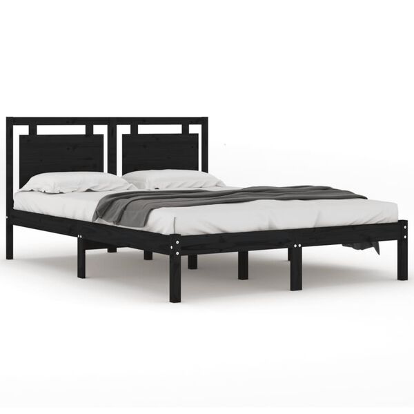 vidaXL Cadre de lit sans matelas noir 200x200 cm bois massif