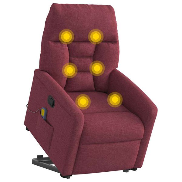 vidaXL Fauteuil inclinable de massage Rouge bordeaux Tissu