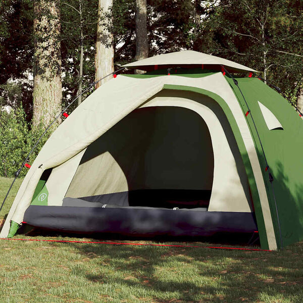 vidaXL Tente de camping à dôme 4 personnes vert libération rapide