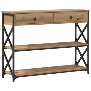 vidaXL Table Console avec tiroir ch&ecirc;ne artisanal 100 x 28 x 75 cm