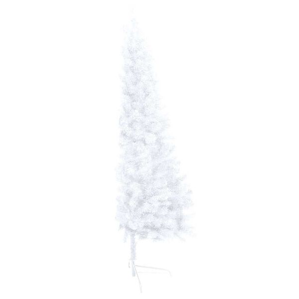 vidaXL Demi-arbre de No&euml;l artificiel pr&eacute;-&eacute;clair&eacute; et boules blanc 240cm