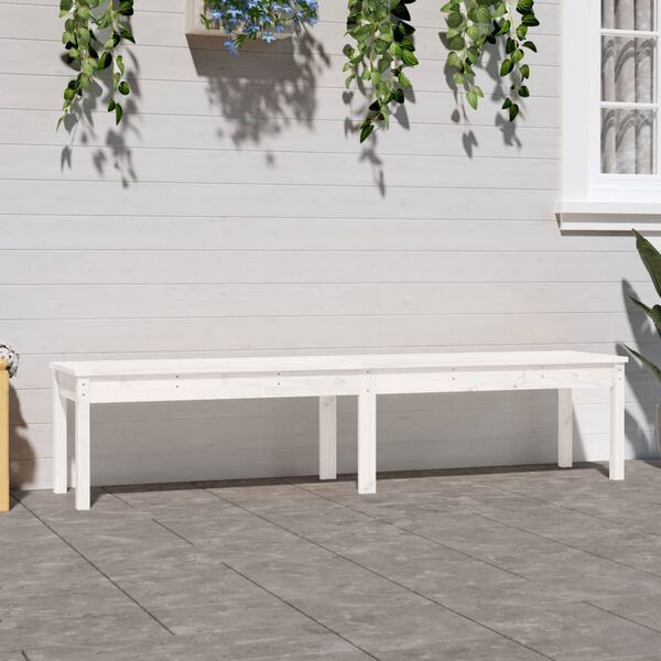 vidaXL Banc de jardin &agrave; 2 places blanc 203,5x44x45 cm bois massif pin