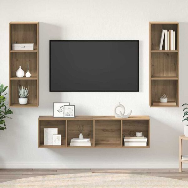 vidaXL Ensemble meuble TV 3 pcs Ch&ecirc;ne artisanal Bois d'ing&eacute;nierie