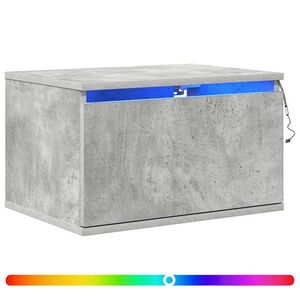 vidaXL Table de chevet murale avec lumi&egrave;res LED gris b&eacute;ton