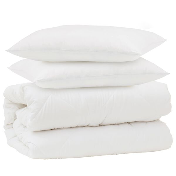 vidaXL Ensemble de Duvet 3 pcs Blanc Microfibre et Plumes D'oie