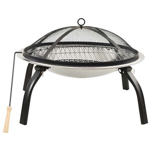 vidaXL Foyer et barbecue avec tisonnier 2 en 1 56x56x49 cm Inox