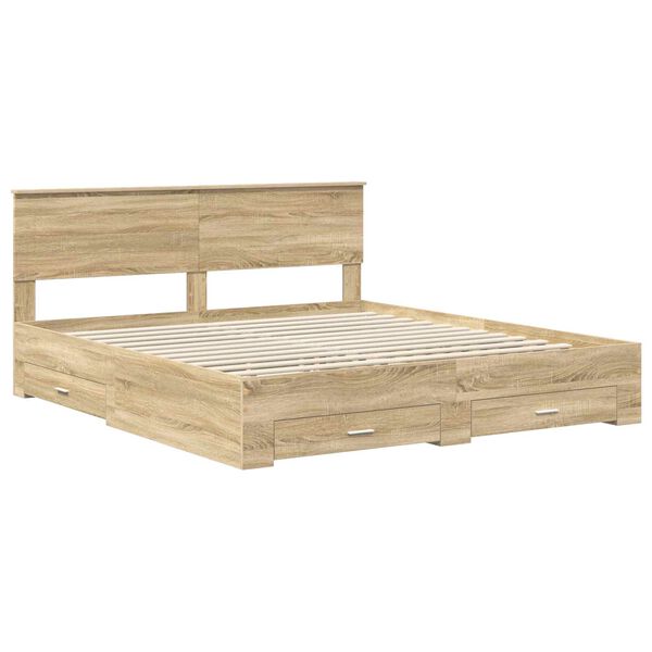 vidaXL Cadre de lit Ch&ecirc;ne Sonoma 200 x 200 cm Bois d'ing&eacute;nierie