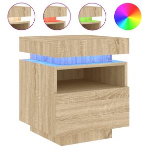 vidaXL Armoire de chevet avec lumi&egrave;res LED ch&ecirc;ne sonoma 40x39x48,5 cm