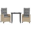 vidaXL Ensemble &agrave; manger de jardin et coussins 3 pcs m&eacute;lange beige