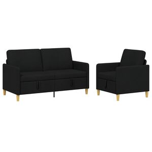 vidaXL Canap&eacute; avec rangement 2 pc Noir Polyester