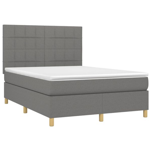 vidaXL Sommier &agrave; lattes de lit avec matelas Gris fonc&eacute; 140x190cm Tissu