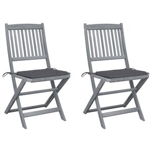vidaXL Chaises pliables d'ext&eacute;rieur lot de 2 et coussins Bois d'acacia