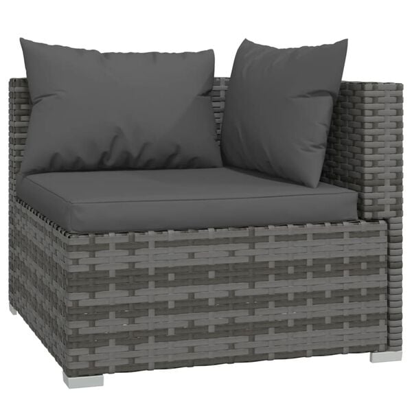 vidaXL Salon de jardin 4 pcs avec coussins r&eacute;sine tress&eacute;e gris