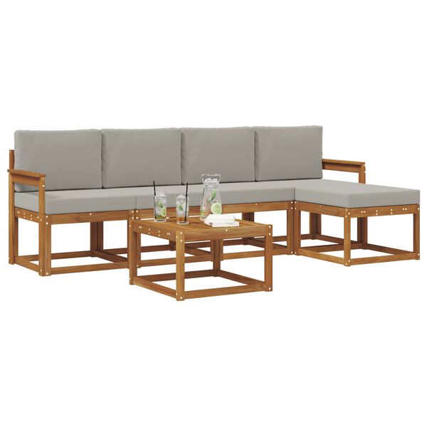 vidaXL Ensemble de canap&eacute;s d'ext&eacute;rieur 6 pcs Gris Naturel et Clair