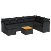 vidaXL Salon de jardin 9 pcs avec coussins noir r&eacute;sine tress&eacute;e
