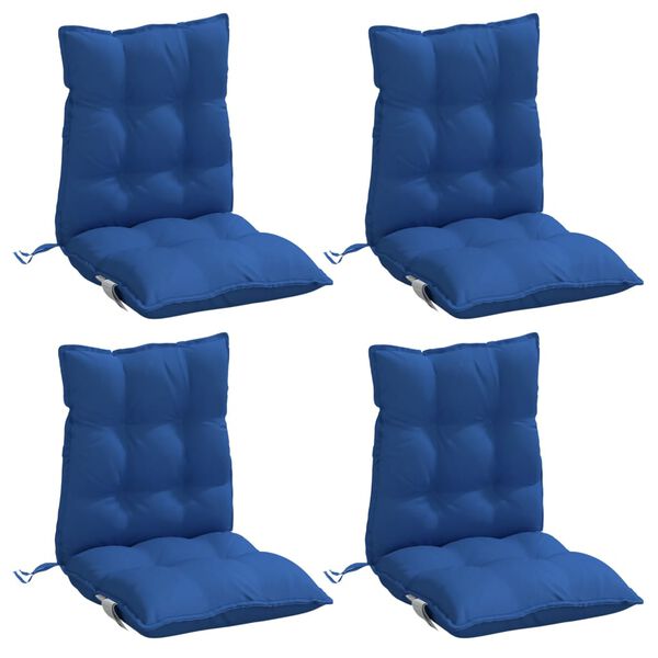 vidaXL Coussins de chaise &agrave; dossier bas lot de 4 bleu royal