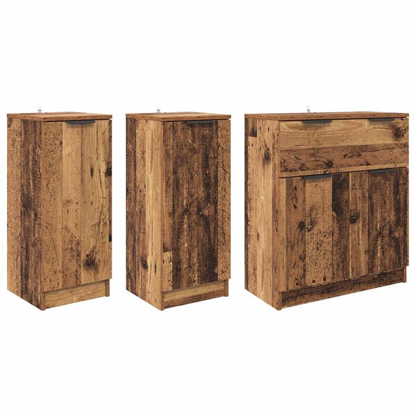 vidaXL Buffet avec tiroir 3 pcs Bois Ancien Bois d'ing&eacute;nierie