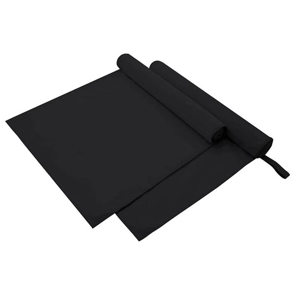 vidaXL Serviettes de sport 2 pcs Noir 180 x 90 cm