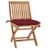 vidaXL Chaises de jardin lot de 2 coussins rouge bordeaux Teck massif