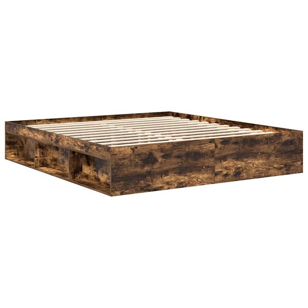 vidaXL Cadre de lit sans matelas ch&ecirc;ne fum&eacute; 180x200 cm